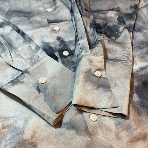 New! Oversized Tie Dye Boyfriend Button Down Long Sleeve Top & Matching Cami Bra - Picture 10 of 14